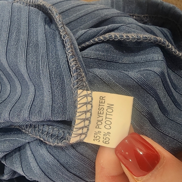 Blue Long Sleeve Scoop Neck Ribbed Dress Size Small - Picture 6 of 6